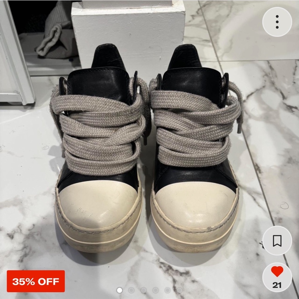 Rick Owens Two-Tone Black and Cream Sneakers